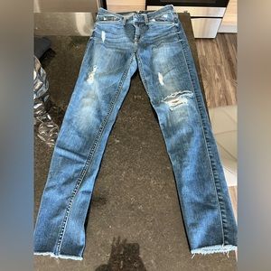 Cropped straight leg jeans